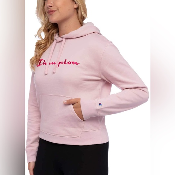 NWT Women’s Size X-Large Champion Drawstring Logo Embroidered Hoodie Hush Pink - Picture 2 of 12